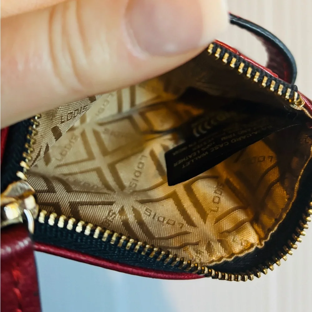 Lodis Burgundy Leather Card Holder Wallet Slim RFID Snap Closure - Picture 5 of 6